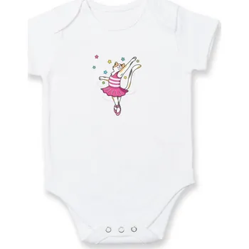 Kojenecký body Kočka baletka - Body kojenecké s krátkým rukávem - Krátký r. 18-24 měs ( Bílá )