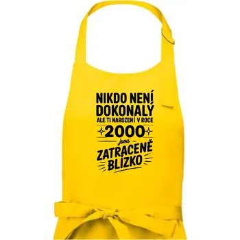 Kuchyňská zástěra Nikdo není dokonalý ale ti narození v roce 2000 jsou zatraceně blízko - Pánská zástěra na vaření - Univerzální velikost ( Žlutá )