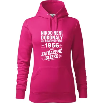 Dámská mikina Nikdo není dokonalý ale ti narození v roce 1956 jsou zatraceně blízko - Mikina dámská Cape s kapucí - XL ( Purpurová )