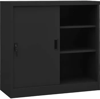 Policová skříň vidaXL Kancelářská skříň posuvné dveře 90x40x90 cm ocel [335952] Barva: antracitová