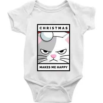 Kojenecké oblečení Christmas makes me happy - Body kojenecké s krátkým rukávem - Krátký r. 18-24 měs ( Bílá )