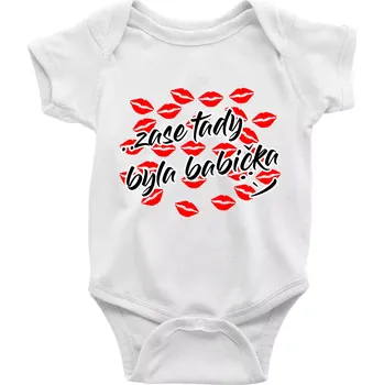 Kojenecký body Pusinky Zase tady byla babička - Body kojenecké s krátkým rukávem - Krátký r. 6-12 mes ( Bílá )