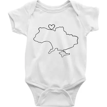 Mapa Ukrajiny - srdce - Body kojenecké s krátkým rukávem - Krátký r. 6-12 mes ( Bílá )