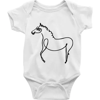 Kůň kreslený - Body kojenecké s krátkým rukávem - Krátký r. 6-12 mes ( Bílá )