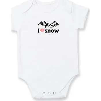 Kojenecký body I love snow hory - Body kojenecké s krátkým rukávem - Krátký r. 6-12 mes ( Bílá )
