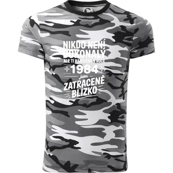 Pánské tričko Nikdo není dokonalý ale ti narození v roce 1984 jsou zatraceně blízko - Army CAMOUFLAGE - L ( Šedý maskáč )