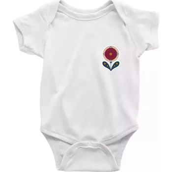 Kojenecký body Folklor na prsu květina kulatá - Body kojenecké s krátkým rukávem - Krátký r. 6-12 mes ( Bílá )