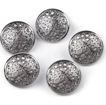 Knoflík Kovový knoflík filigrán velikost 24", 28" nikl antik 25 ks