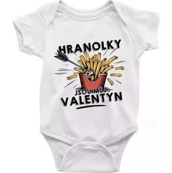 Kojenecký body Hranolky jsou můj Valentýn - Body kojenecké s krátkým rukávem - Krátký r. 6-12 mes ( Bílá )