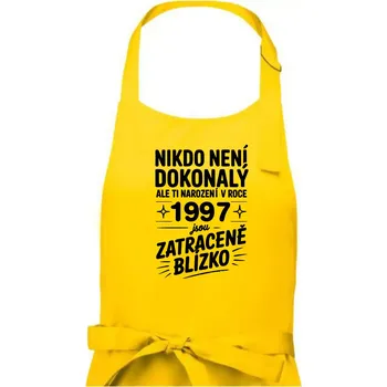 Kuchyňská zástěra Nikdo není dokonalý ale ti narození v roce 1997 jsou zatraceně blízko - Dámská zástěra na vaření - Univerzální velikost ( Žlutá )