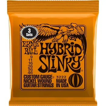 Příslušenství pro strunný nástroj Ernie Ball 3222 Nickel Wound Hybrid Slinky 3 Pack + prodloužená záruka 3 roky