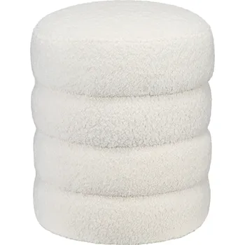 Taburet HOMCOM taburet podnožka kulatý čalouněný taburet podnožka se sedákem do obývacího pokoje ložnice krémová bílá Ø40 x 45 cm | Aosom.de