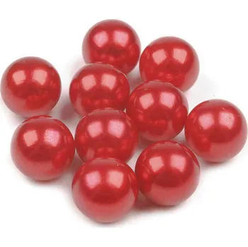 Dekorační kuličky / perly bez dírek k nalepení Ø8; 10 mm - (Ø10 mm) červená (20 ks)