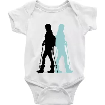 Nordic walking figury - žena - Body kojenecké s krátkým rukávem - Krátký r. 6-12 mes ( Bílá )