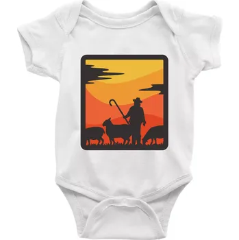 Kojenecký body Pastevec ovcí - čtverec - Body kojenecké s krátkým rukávem - Krátký r. 6-12 mes ( Bílá )