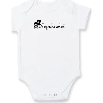 Kojenecké oblečení Desatero přikázání - 7. Nepokradeš - Body kojenecké s krátkým rukávem - Krátký r. 6-12 mes ( Bílá )