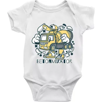 Kojenecké oblečení Betonmixátor - Body kojenecké s krátkým rukávem - Krátký r. 6-12 mes ( Bílá )