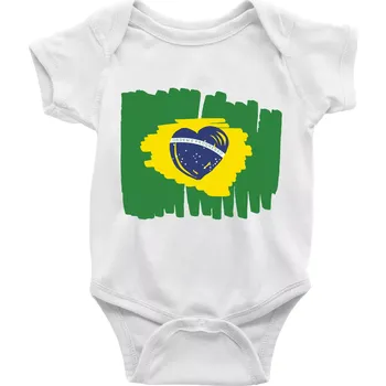 Kojenecké oblečení Brazílie vlajka srdce - Body kojenecké s krátkým rukávem - Krátký r. 18-24 měs ( Bílá )