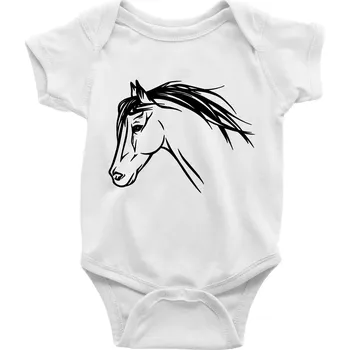 Kojenecké oblečení Kůň - hlava celá - Body kojenecké s krátkým rukávem - Krátký r. 6-12 mes ( Bílá )