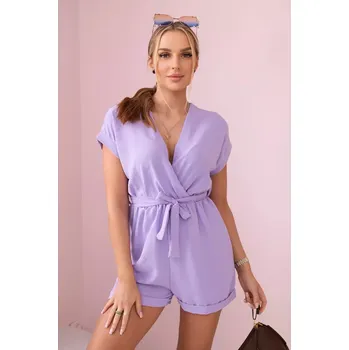 Dámský overall Krátký overal zavazovaný v pase světle fialová UNI