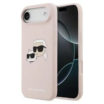 Pouzdro na mobilní telefon Zadní kryt Karl Lagerfeld Liquid Silicone Double Heads Magsafe pro Apple iPhone 15, růžová