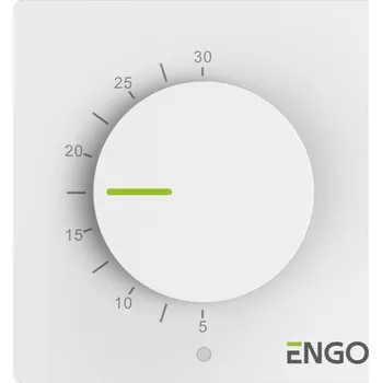 Centrální jednotka pro chytrou domácnost ENGO Controls ESIMPLE-230W - regulátor teploty, 230V, bílý, denní, povrchová montáž s knoflíkem