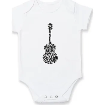 Kojenecký body Kytara - názvy hudebních stylů - Body kojenecké s krátkým rukávem - Krátký r. 18-24 měs ( Bílá )