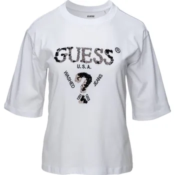 Dámské tričko Dámské Tričko s krátkým rukávem GUESS AURLIE BOXY TEE V4YI06I3Z14-G011 – Bílá XS