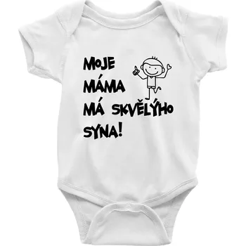 Kojenecký body Moje máma má skvělýho syna - Body kojenecké s krátkým rukávem - Krátký r. 18-24 měs ( Bílá )