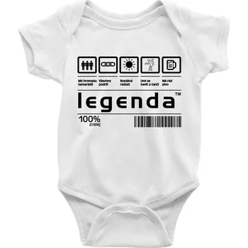 Kojenecké oblečení Čárový kód - Legenda - Body kojenecké s krátkým rukávem - Krátký r. 6-12 mes ( Bílá )