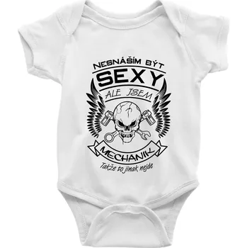 Kojenecký body Nesnáším být sexy - mechanik - Body kojenecké s krátkým rukávem - Krátký r. 18-24 měs ( Bílá )