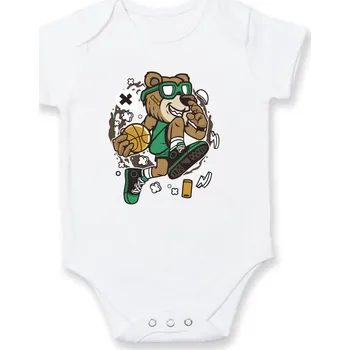 Kojenecký body Basketbal komiks - Body kojenecké s krátkým rukávem - Krátký r. 6-12 mes ( Bílá )