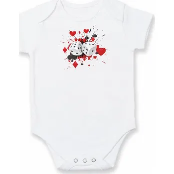 Kojenecký body Poker kostky splash - Body kojenecké s krátkým rukávem - Krátký r. 6-12 mes ( Bílá )
