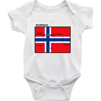 Kojenecký body Norsko vlajka další státy - Body kojenecké s krátkým rukávem - Krátký r. 6-12 mes ( Bílá )