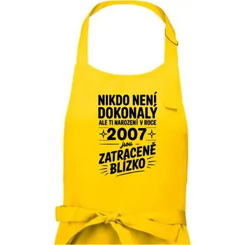 Kuchyňská zástěra Nikdo není dokonalý ale ti narození v roce 2007 jsou zatraceně blízko - Dámská zástěra na vaření - Univerzální velikost ( Žlutá )