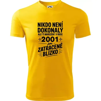 Pánské oblečení Nikdo není dokonalý ale ti narození v roce 2001 jsou zatraceně blízko - Pánské triko Fantasy sportovní (dresovina) - 3XL ( Žlutá )