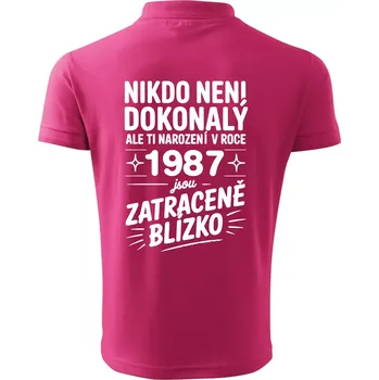 Pánská košile Nikdo není dokonalý ale ti narození v roce 1987 jsou zatraceně blízko - Polokošile pánská Pique Polo 203 - 2XL ( Purpurová )