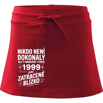 Dámská sukně Nikdo není dokonalý ale ti narození v roce 1999 jsou zatraceně blízko - Sportovní sukně - two in one - M ( Červená )