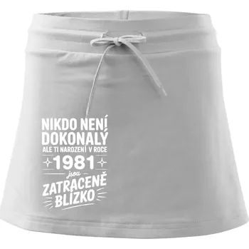 Dámská sukně Nikdo není dokonalý ale ti narození v roce 1981 jsou zatraceně blízko - Sportovní sukně - two in one - M ( Bílá )
