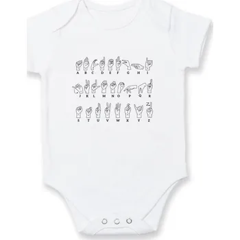 Kojenecký body Znaková řeč - Body kojenecké s krátkým rukávem - Krátký r. 6-12 mes ( Bílá )