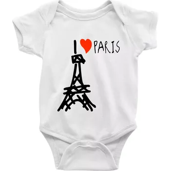 Kojenecký body I love Paris - Body kojenecké s krátkým rukávem - Krátký r. 6-12 mes ( Bílá )