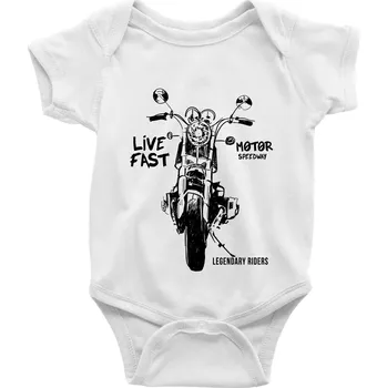 Kojenecký body Motorka kresba live fast - Body kojenecké s krátkým rukávem - Krátký r. 18-24 měs ( Bílá )