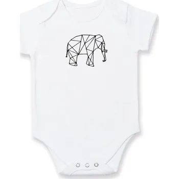 Kojenecký body Geometrie - slon - Body kojenecké s krátkým rukávem - Krátký r. 6-12 mes ( Bílá )