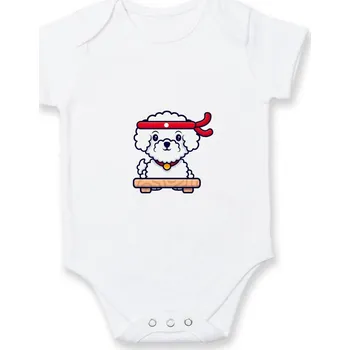 Kojenecké oblečení Bišonek karatista - Body kojenecké s krátkým rukávem - Krátký r. 18-24 měs ( Bílá )