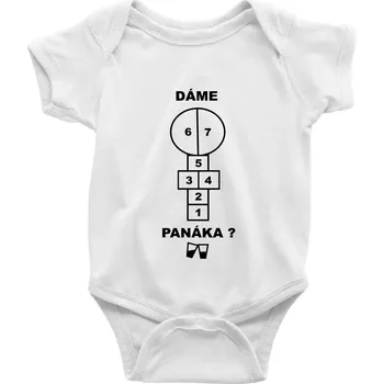 Kojenecké oblečení Dáme panáka? - Body kojenecké s krátkým rukávem - Krátký r. 6-12 mes ( Bílá )