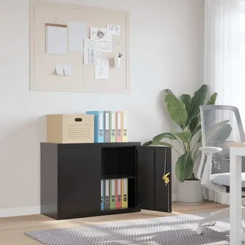 Zásuvkový kontejner vidaXL Kartotéka 90 x 40 x 70 cm ocel [339721] Barva: Černá