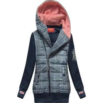 Dámská mikina Tmavě modrá mikina z různých spojených materiálů (AMG-611A) odstíny modré M (38)