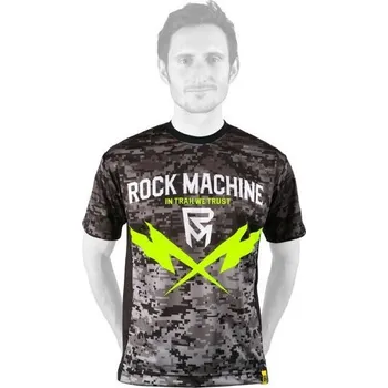 cyklistický dres Dres na kolo ROCK MACHINE Trail Camo pánský šedá-zelená Velikost: M