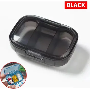 Mini krabička na léky pro každodenní použití | organizér léků, cestovní lékovka - černá