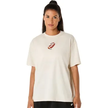 Dámské oblečení Dámské tričko Asics Court Graphic Short Sleeve Béžový (XL)